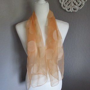 1950s orange sherbet dot chiffon scarf